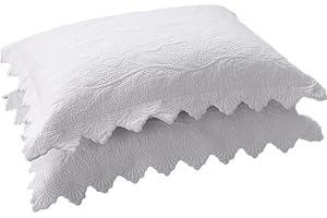 XSlive Lot de 2 taies d'oreiller matelassées 100 % coton, housses de coussin décoratives vintage brodées à motif floral avec 