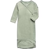 O2 BABY 100% Organic Cotton Kimono Gown with Mittens & Fold-Over Pouch
