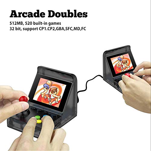 Mini Arcade Game, 3.0 Inch Retro Arcade Console Classic Handheld Video Games Home Travel Tiny Arcade Machines with 2 Controllers - Build in 520 Classic Games