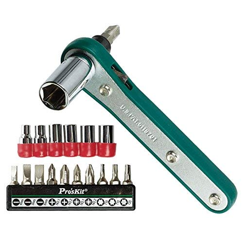ProsKit 17 Pcs 1/4" Ratchet Dual Driver and Socket Torque Wrench Set