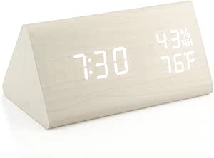 Amazon.com: OCT17 Wooden Alarm Clock, Wood LED Digital Desk Clock