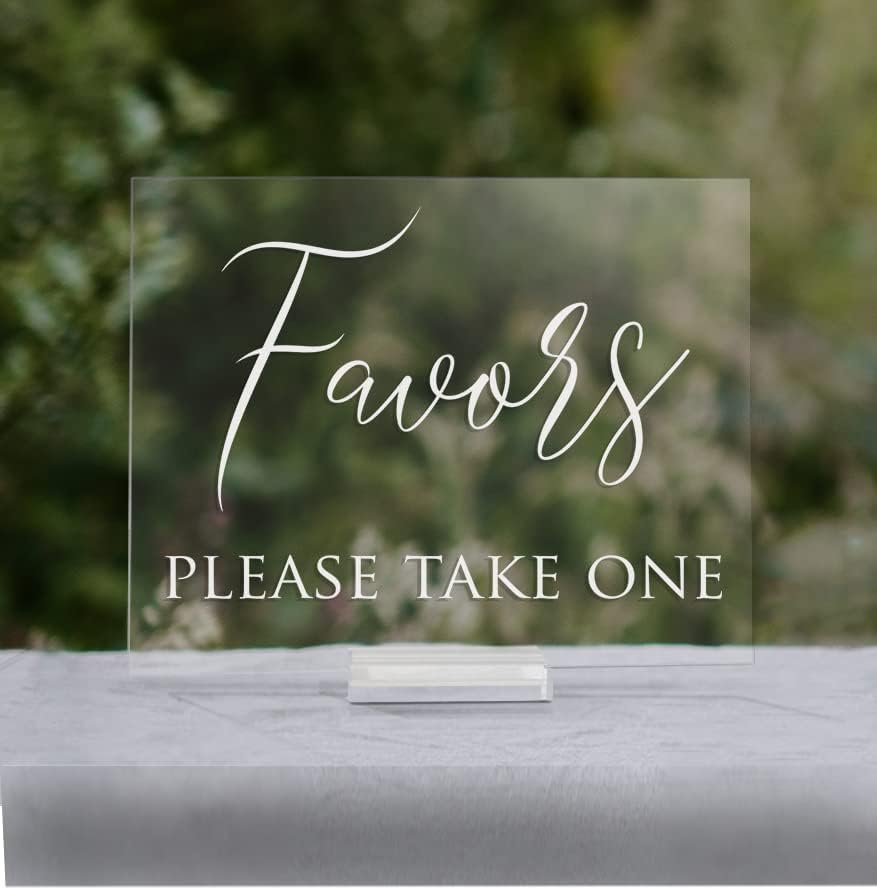 Mixed Media - Acrylic Wedding Sign - Favors, Please Take One for Wedding Favors: Perfect for Wedding Reception Decor, Baby Showers, or Bridal Showers | Multiple Sizes