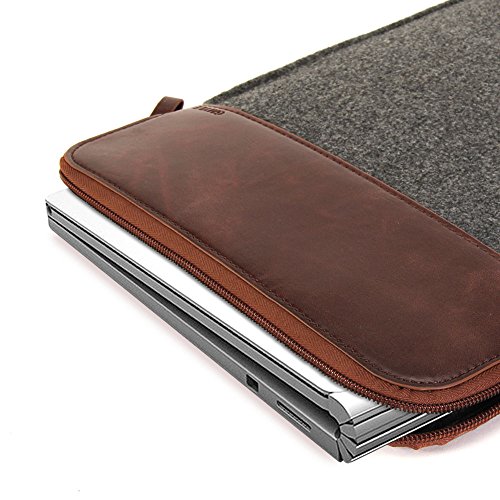 Microsoft Surface Book Sleeve, GMYLE Sleeve Felt for Microsoft Surface Book - Dark Grey & Brown Soft Sleeve Bag Case Cover