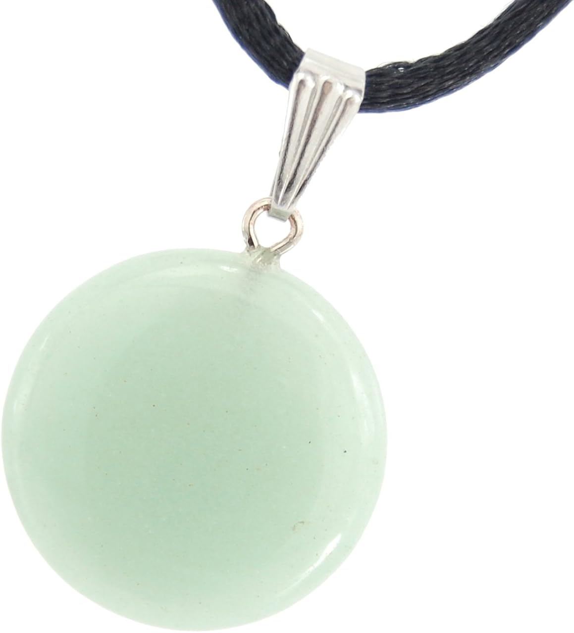 Aventurine New Jade Full Moon Disc Pendant 0 79 Tall 20mm Adjustable Soft Black Poly Woven Washable Cord Natural Gemstone Tribal Ethnic Carved Necklace Stainless Steel Bail Amazon Co Uk Jewellery