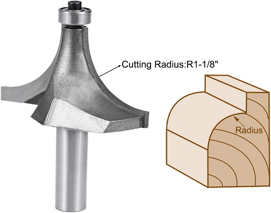 sourcing map Router Bit 1/2 Shank 2-1/4 inch Cutting Dia Round Over Corner 2 Flutes Tungsten Steel for Woodworking Milling Cutter Tool - Image 4