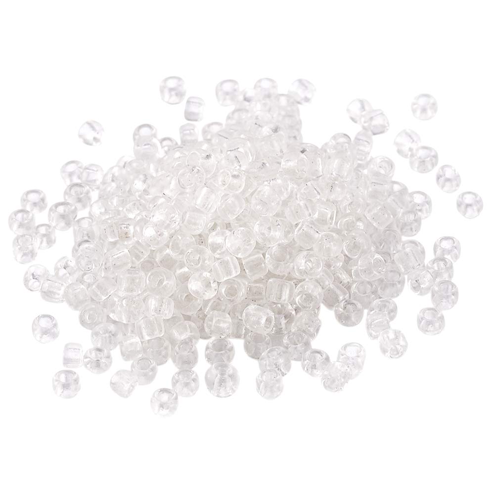 Cheriswelry Glass Seed Beads 2mm Transparent Clear Pony Mini Round Loose Beads for Jewellery Bracelet DIY Crafts Making, About 3100pcs