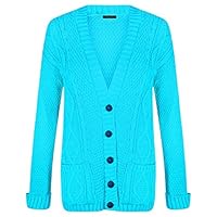 Momo&Ayat Fashions Ladies Long Chunky Cable Knitted Button Cardigan US Size 6-24 (3XL (US 22-24), Turquoise)