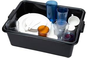 Restaurantware TUB ONLY: RW Clean 22 Inch x 15.7 Inch Bus Tub 1 Deep Bus Box - Lid Sold Separately With Handles Black Plastic Restaurant Tub Heavy-Duty For Kitchen Organization
