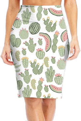 Cactus Green Botanical Sexy Womens Fashionazzle Mini Skirt Office Elastic WrapSeamless Bandage