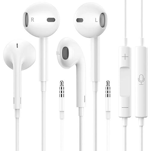 Pack Wired Earbuds with Microphone, In Ear Earphones HiFi Stereo,  Powerful Bass, Headphone Plug for iPhone, iPad, Samsung, Android,  MP3,