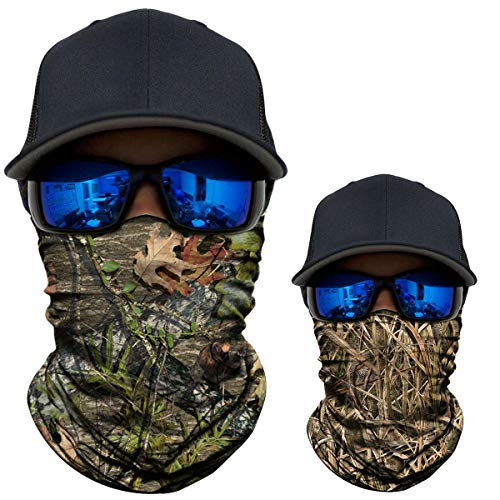 AXBXCX 2 Pack - Camouflage Print Seamless Neck Gaiter Bandana Face Shield Mask Headband Headwear Sweatband Wristband Scarf for Fishing Hiking Hunting Cycling Motorcycle Skiing Outdoor Sport 5152