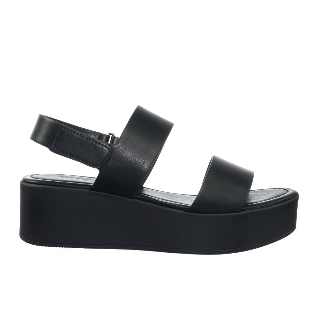 City Classified Flatform Hook & Loop Sandal w Thick Platform & Sling Back Black - Image 3
