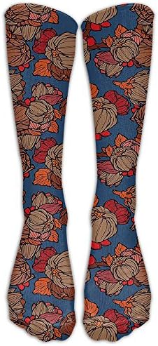 Long Funk Art Style Onion Flowers Pattern Socks Women's Winter Vintage Cotton Wool Knit Long Crew Socks