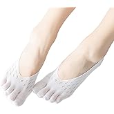 Verdancy 3 Pairs Toe Socks No Show Low Cut Socks for Women Summer Yoga Lace Liner Socks with Non-Slip Heel Grip Breathable
