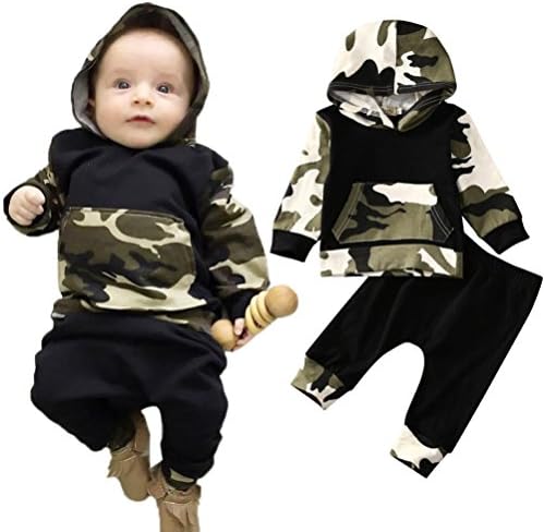 Baby Clothes, TRENDINAO Newborn Boys Girls Dinosaur Bones/Camouflage Hooded Tops+Pants