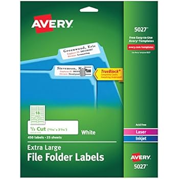 Amazon.com : Avery Removable File Folder Labels, Print or Write, White ...