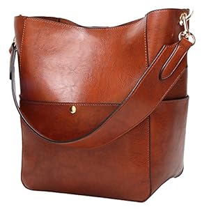 Molodo Womens Handbag, Pu Leather Bucket Tote Purse And Handbags Medium Satchel Hobo Purse Designer Work Shoulder Bags