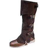 Men's Medieval Boot Covers,Renaissance Pirate Costume Boots Cover,Faux Leather Steampunk Shoes Cover,Viking Warrior Knight Armor Leg Gaiters Cosplay Accessory
