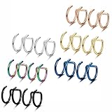 Jstyle 12 Pcs Mens Womens Stainless Steel Ear Cuff Earrings Cartilage Earrings Hoop Lip Ring Clip On Non-Pierced