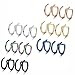 Jstyle 12 Pcs Mens Womens Stainless Steel Ear Cuff Earrings Cartilage Earrings Hoop Lip Ring Clip On Non-Pierced