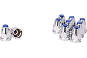 CHDT66 Chrome Lug Nut Covers for semi Trucks, 33mm Lug nut Covers, Screw on, Height: 2-3/4", Pack of 10 semi Lug nut Covers (Blue)
