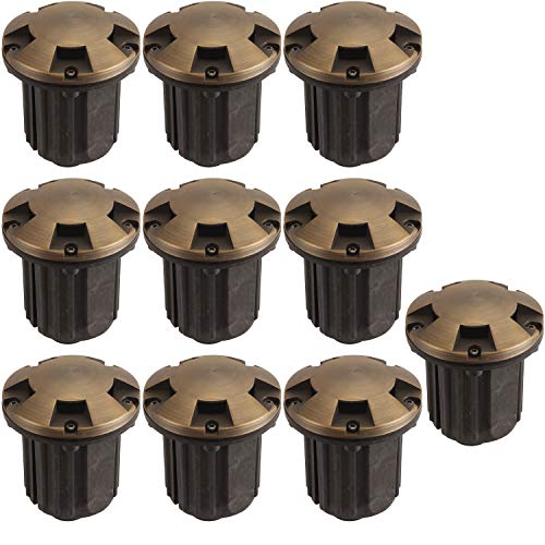 LFU - 10 Pack of Verona Brass Constructed Well Lights. Low Voltage. Antique Bronze Finished. 10LF3005AB,