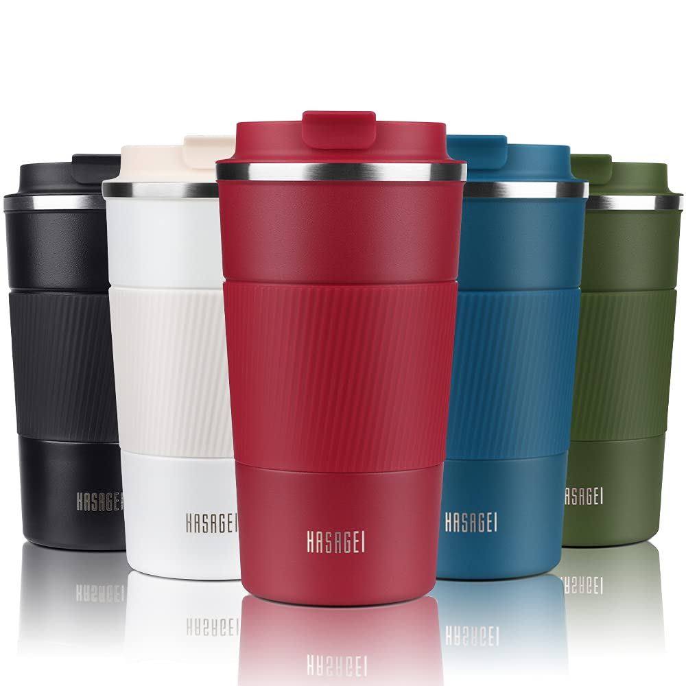 HASAGEI Travel Mug, Insulated Coffee Cup with Leakproof Lid - Vacuum Insulation Stainless Steel for Hot and Cold Water Coffee and Tea Red, 510ml