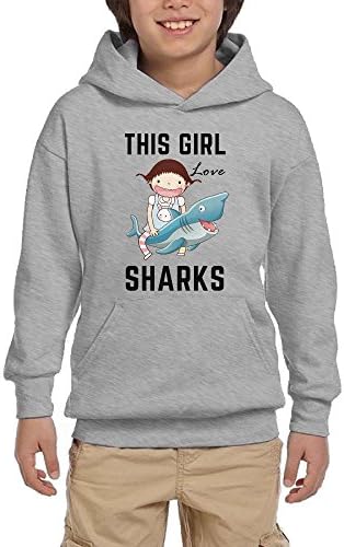 This Girl Loves Sharks Teen's Youth Hoodies Sweatshirt Hooded Pullover Grey