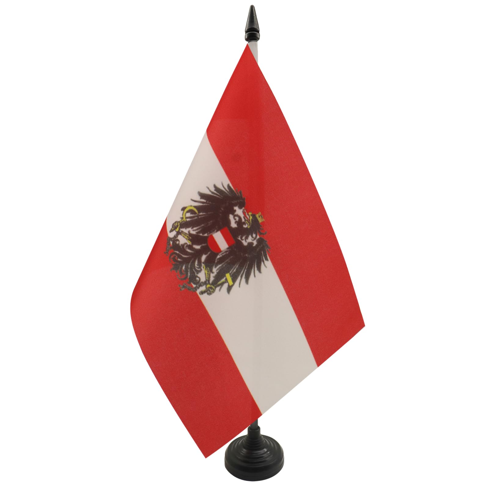 AZ FLAG Austria with eagle Table Flag 5'' x 8'' - Austrian coat of arms Office Decoration 100% Polyester 21 x 14 cm - Mini Desk Flag with Pole and Black Plastic Base
