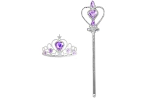 3PCS Princess Crystal Crown Tiara Set for Little Girls,Dress Up Cosplay Accessories
