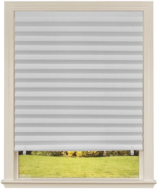 Temporary Blinds/Stick On Shades for Windows With Clips - Pleated Paper Shade for Bedroom, Bathroom, Kitchen - 92cm X 180cm (6, White Light Filtering)