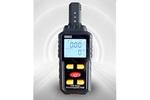 JHEUAYK 3 in 1 EMF Meters, Digital Radiation Dosimeter Geiger Counter, EMF Electromagnetic Radiation Electrical Testers, Electric/Magnetic Field Temperature Detectors, Black