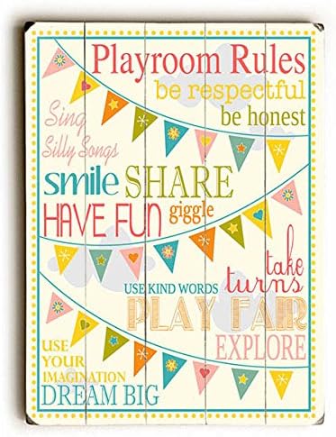 Playroom Rules by Artist Finny And Zook 9"x12" Solid Wood Sign Art