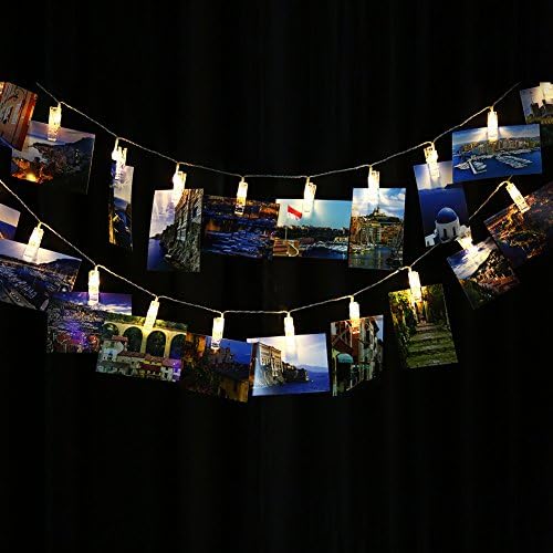 Led Photo Clip String Lights,40 Clip Battery Powered, Perfect Decoration Gift For Christmas, Party, Wedding, House Decoration, Photo Hanging, Etc. (Warm White Light 16.4Ft)