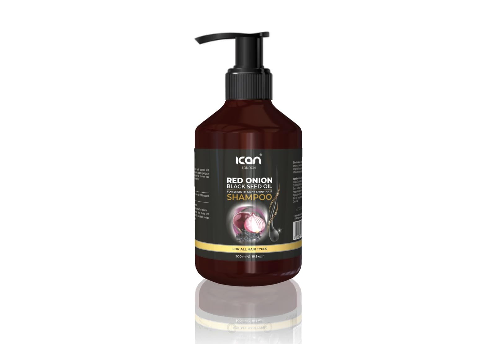 ican London Red Onion + Blackseed Oil Shampoo For Hair Fall Control & Promotes Hair Growth 500ml