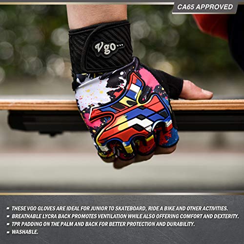 image for Vgo... Junior Half-Finger Breathable Skateboarding Gloves Outdoor Glov