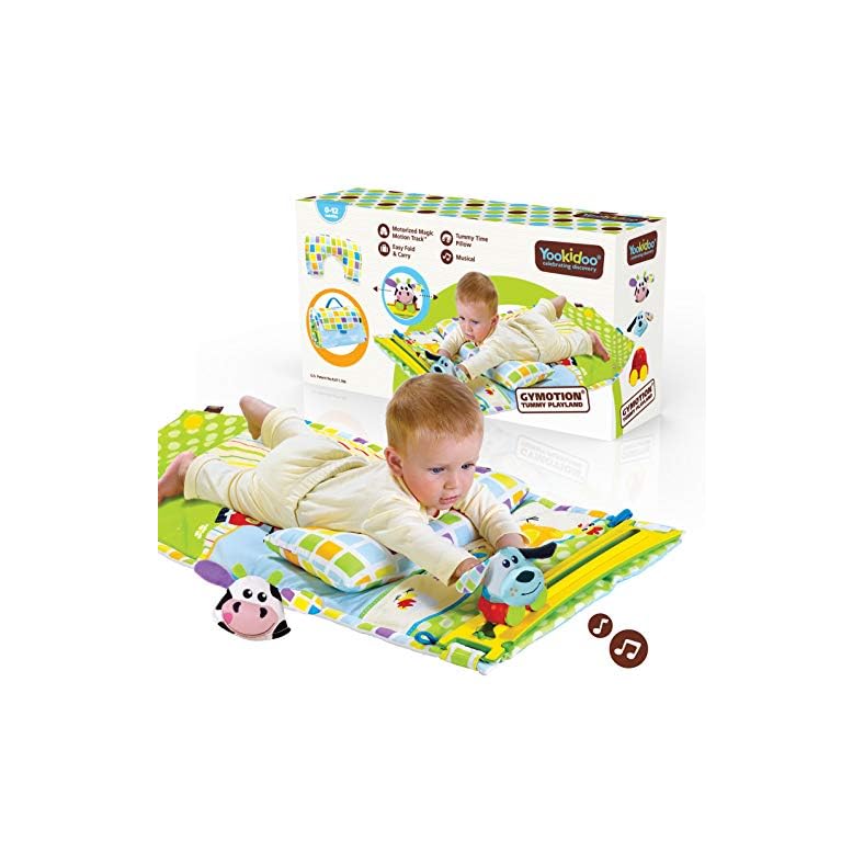 Yookidoo Baby Tummy Time Mat Newborn Musical Playmat & Outdoor Gym. Pillow, Teething Toys and Portable Fold-Up Case. 0…