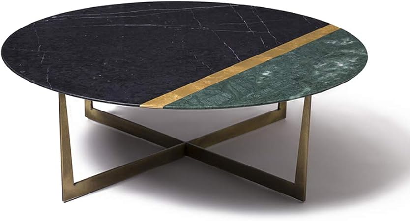 Aqsg Muebles Con Marco De Metal Mesa De Centro Redonda Marmol Minimalista Tapa Grande Para Sala De Estar Amazon Es Hogar