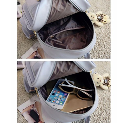 VESNIBA Women Girl Four Sets Backpack Handbag Shoulder Bags Four Pieces Tote Bag Crossbody (Gray 0) - Thumbnail 7