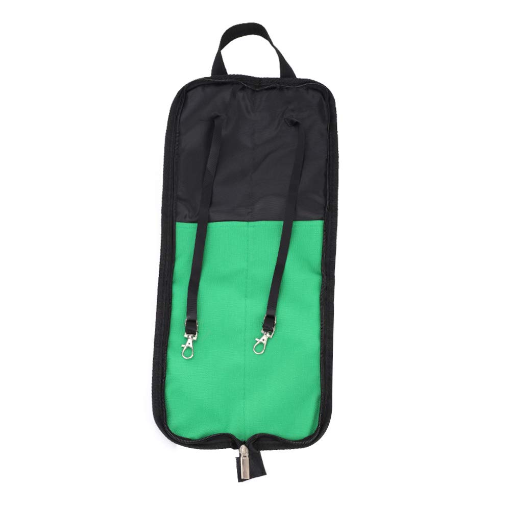 Drum Stick Bag Holder Case, Drumstick Holder Drum Stick Storage Hanging Bag Drumstick Portable Handbag with Handle 5 Colors Available - Black/Red/Green/Blue/Pink(Green)