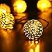 GlowGeek Globe String Lights, Moroccan Ball String Lights Warm White,20 LED Fairy Orb Lantern String Lights for Outdoor Garden, Yard, Patio, Party, Home Decoration