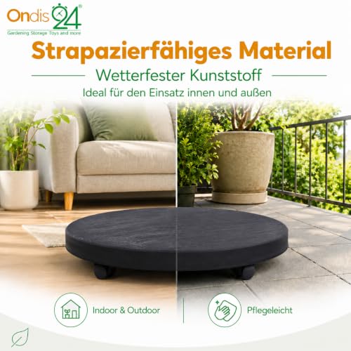 Ondis24 Pierre Plant Roller up to 150 kg, Flower Roller with Invisible Wheels, Furniture Roller, Pot Roller (Diameter 30 cm, Anthracite)