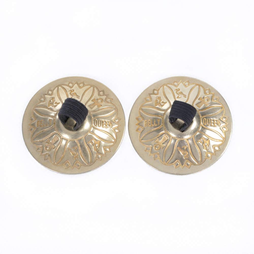 Amaoma Finger Cymbals，Belly Dancing Gold Finger Cymbals Musical Instrument，Gold Finger Cymbal Brass Musical Instrument Dancing Accessory-2 Pcs