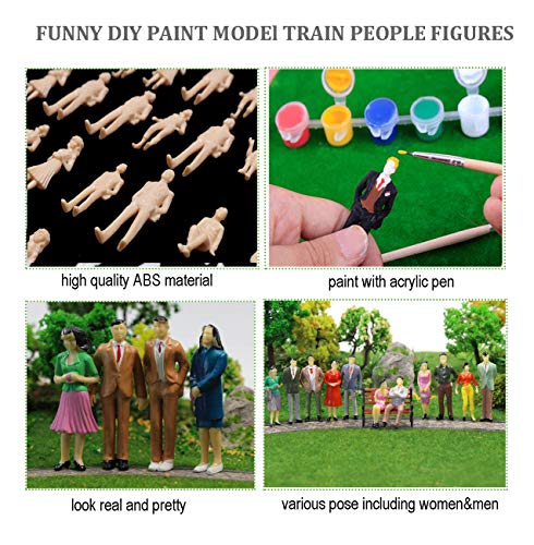 Fashionclubs 50pcs Model Train People Figures Architectural 1:25 G Scale Unpainted Model People Seated and Standing Miniature People Passengers for Miniature Scenes Model Railway Railroad Layout - Thumbnail 4
