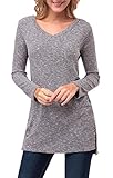 Zattcas Womens Tunic Sweater V Neck Long Sleeve Side Split Sweater Dress