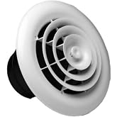 RectorSeal TRUaire Retrofit Grille/Damper 81901 Plastic Ceiling Diffuser With Incorporated Ceiling box, Easy Installation, HVAC, 6" Round, Grille/Damper/Box 4,5,6"