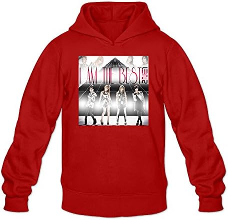 Men's 2NE1 I Am The Best 100% Cotton Long Sleeve Hoodies Red Size XL