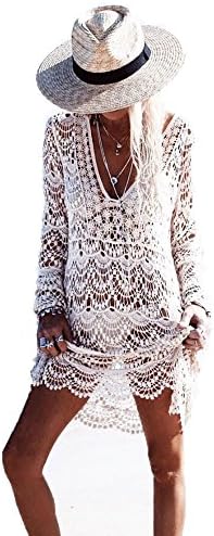 AIMY Shop Women's Crochet Tassel Big collar Beachwear Cover Up