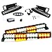 32LED 32W LED Lightbar Visor Light Windshield Emergency Hazard Warning Strobe Beacon Split Mount Deck Dash Lamp (amber&white)