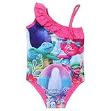 KIDHF Trolls One Piece Summer Swimsuit Girls Princess Swimwear (Rose,110/4-5Y)
